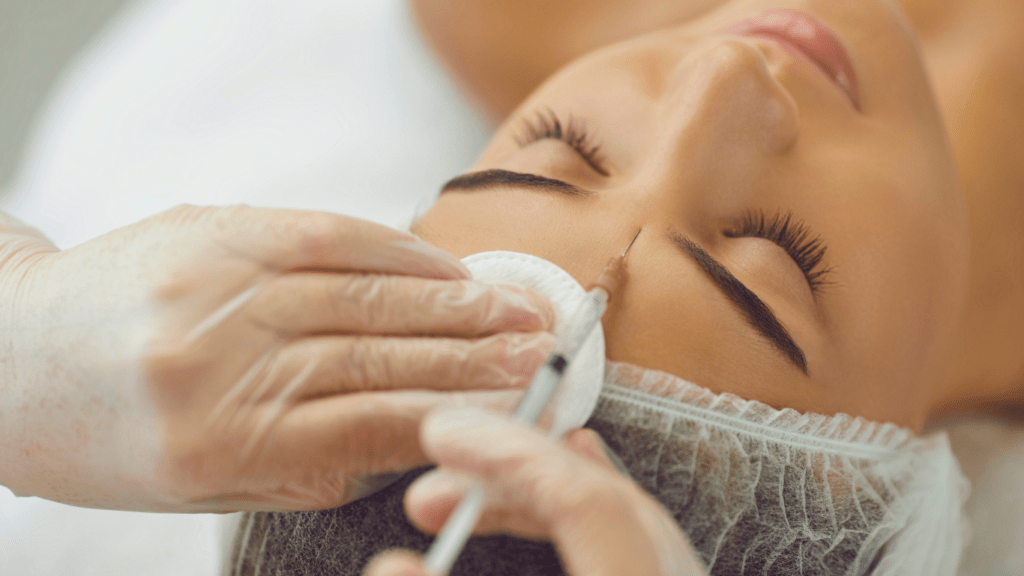 A person getting a facial treatment at a beauty salon