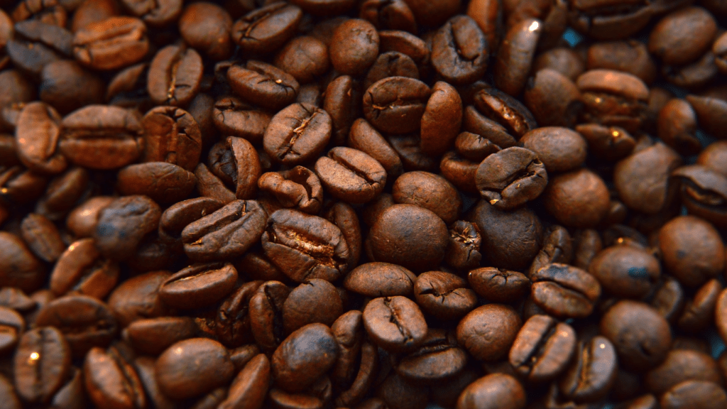 a close up of coffee beans