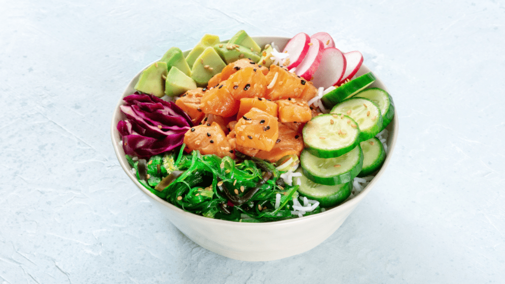 a bowl filled with vegetables and rice