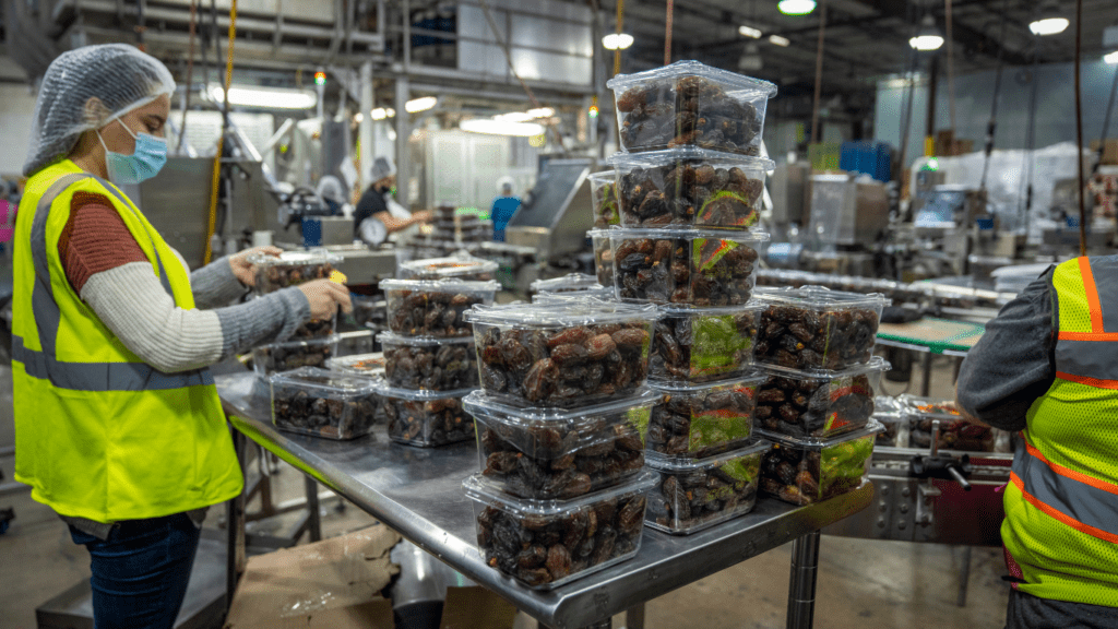 a person in an apron is working in a factory