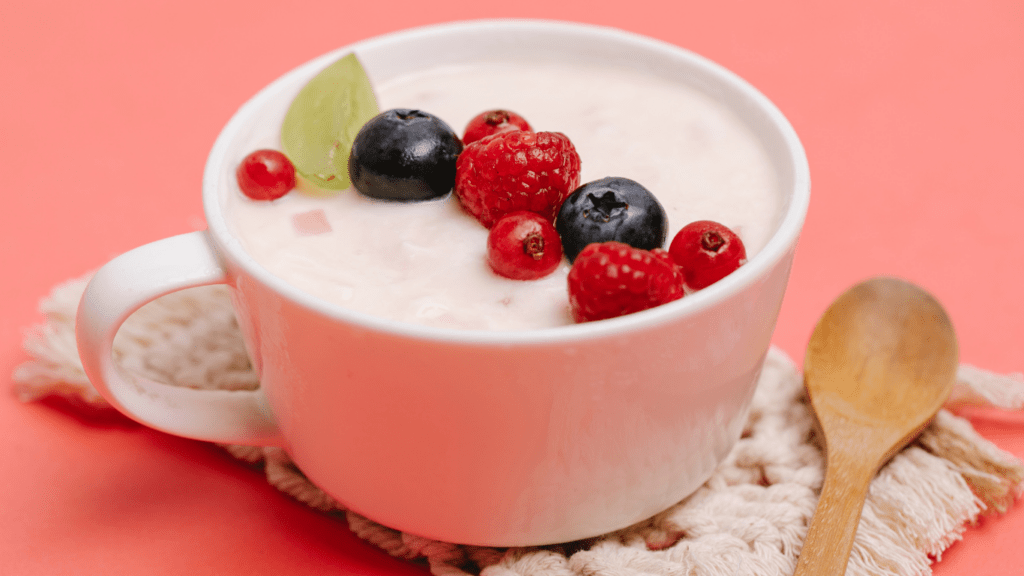 yogurt with strawberries and nuts