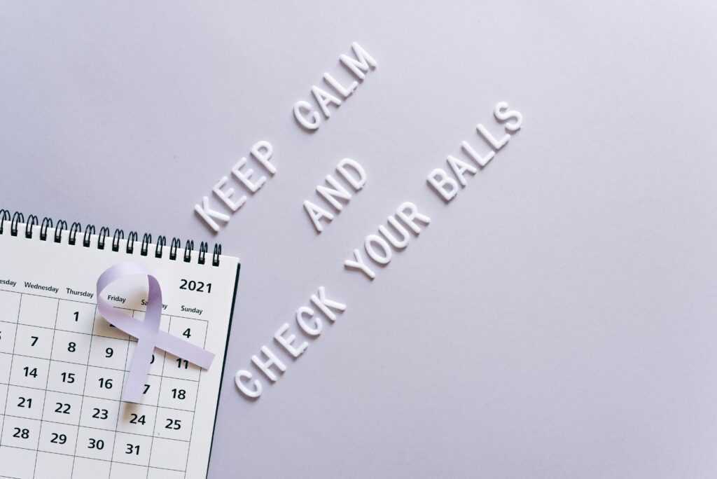 Cancer awareness concept with calendar and text reminder for self-check in minimalist style.
